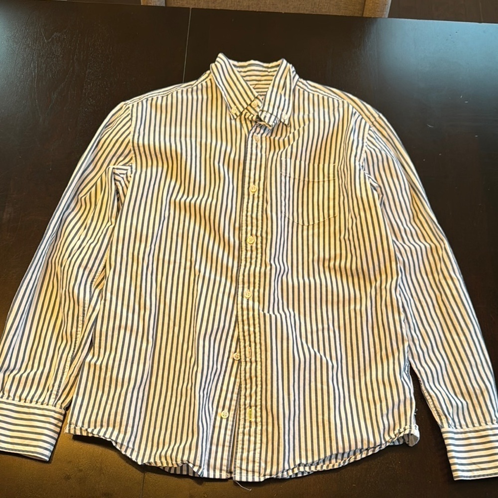 Crewcuts Blue and White Striped Button Down Shirt